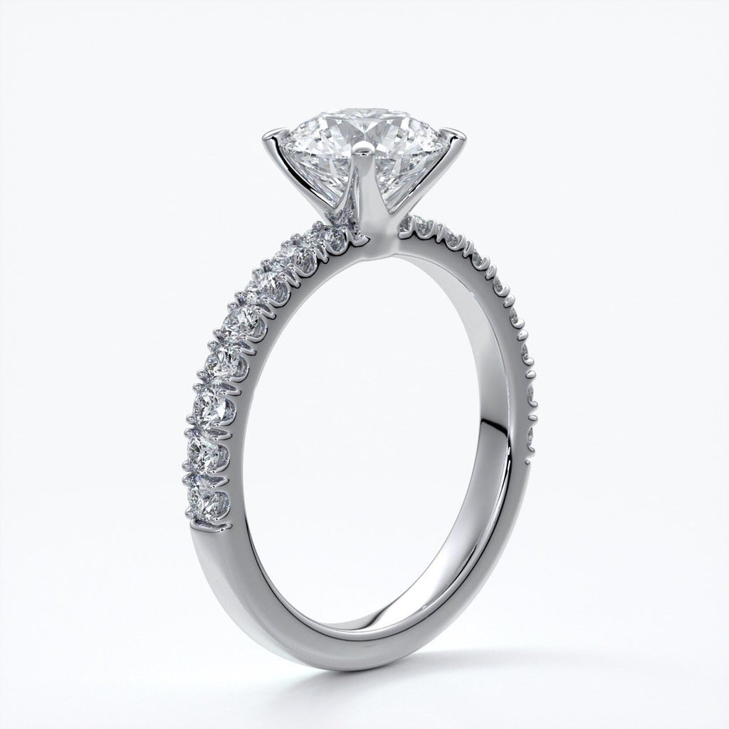 Bridget Engagement ring round diamond 4 claw diamond band 18ct white gold