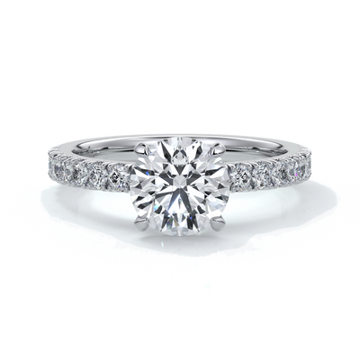 Bridget Engagement ring round diamond 4 claw diamond band 18ct white gold