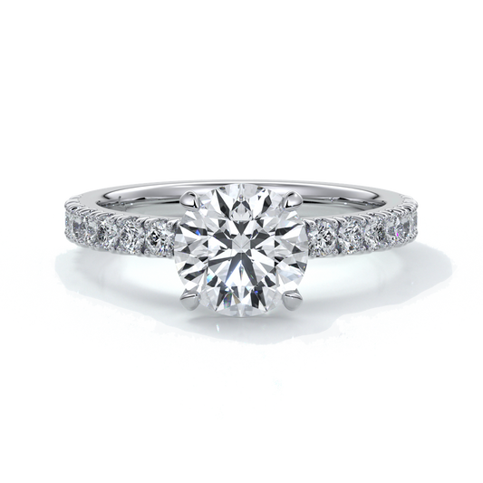 Bridget Engagement ring round diamond 4 claw diamond band 18ct white gold