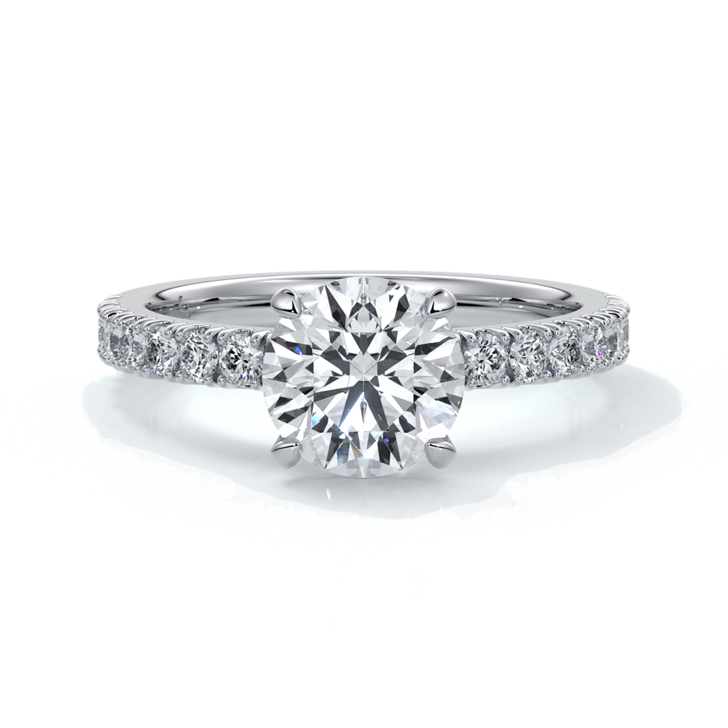 Bridget Engagement ring round diamond 4 claw diamond band 18ct white gold