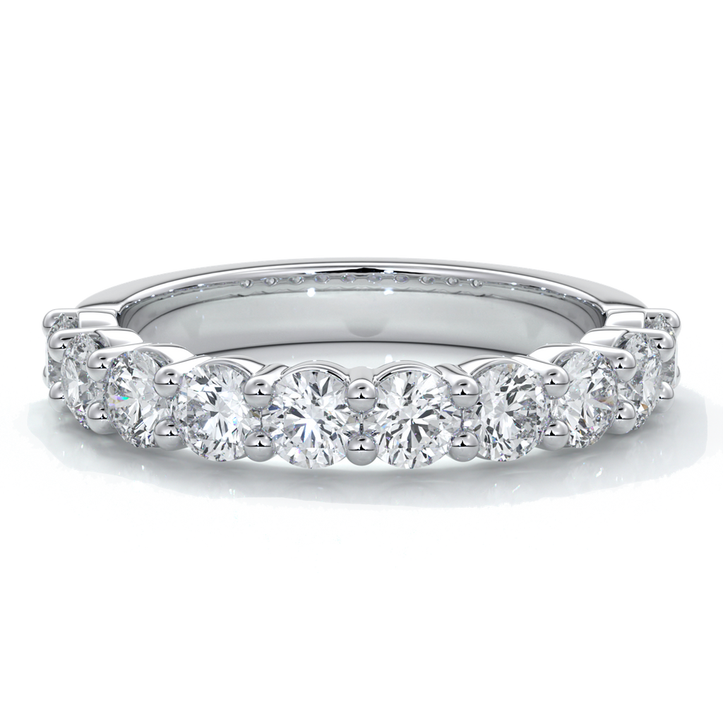 Cassandra Wedding ring scalloped diamond band 2 claws 3mm platinum