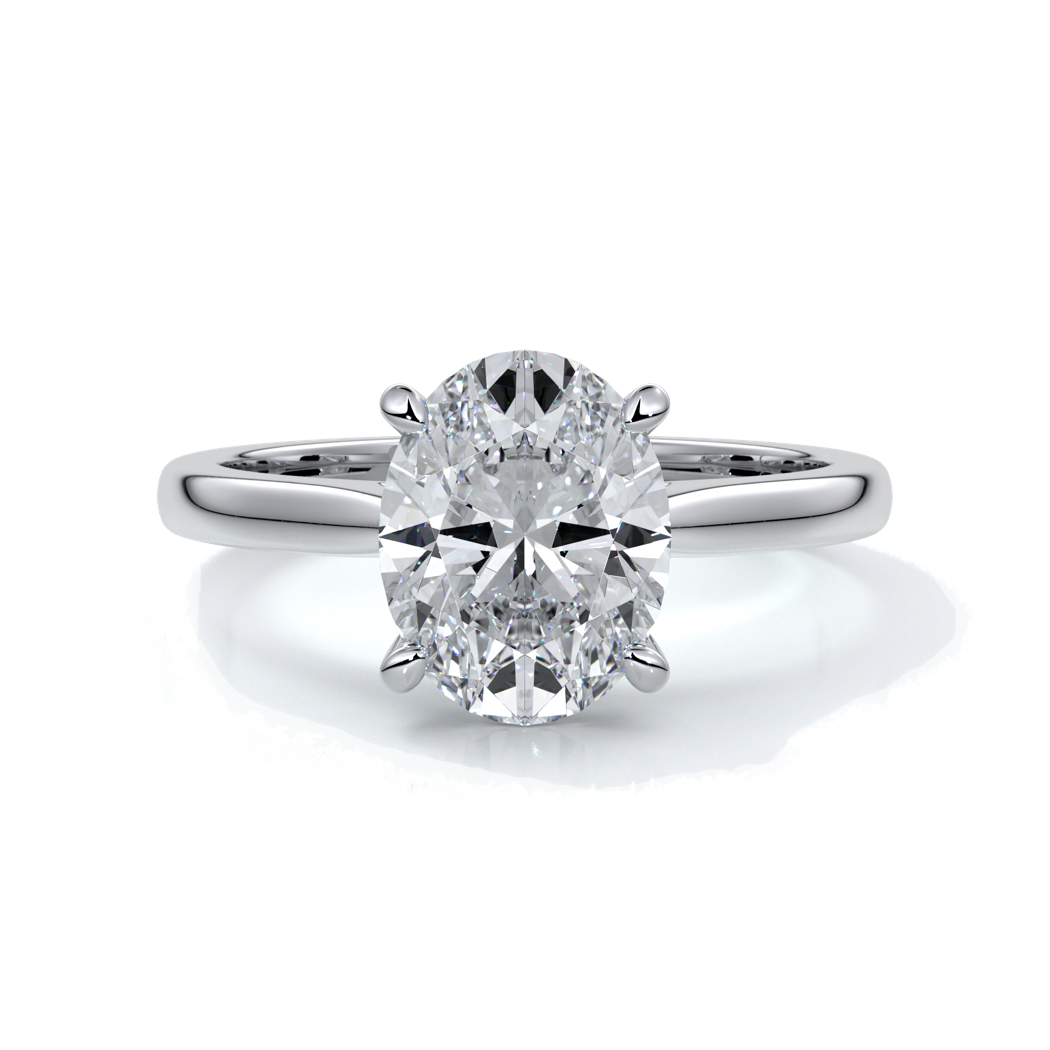 Catherine Engagement ring oval diamond 4 claw cathedral platinum