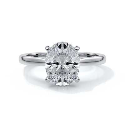 Catherine Engagement ring oval diamond 4 claw cathedral platinum