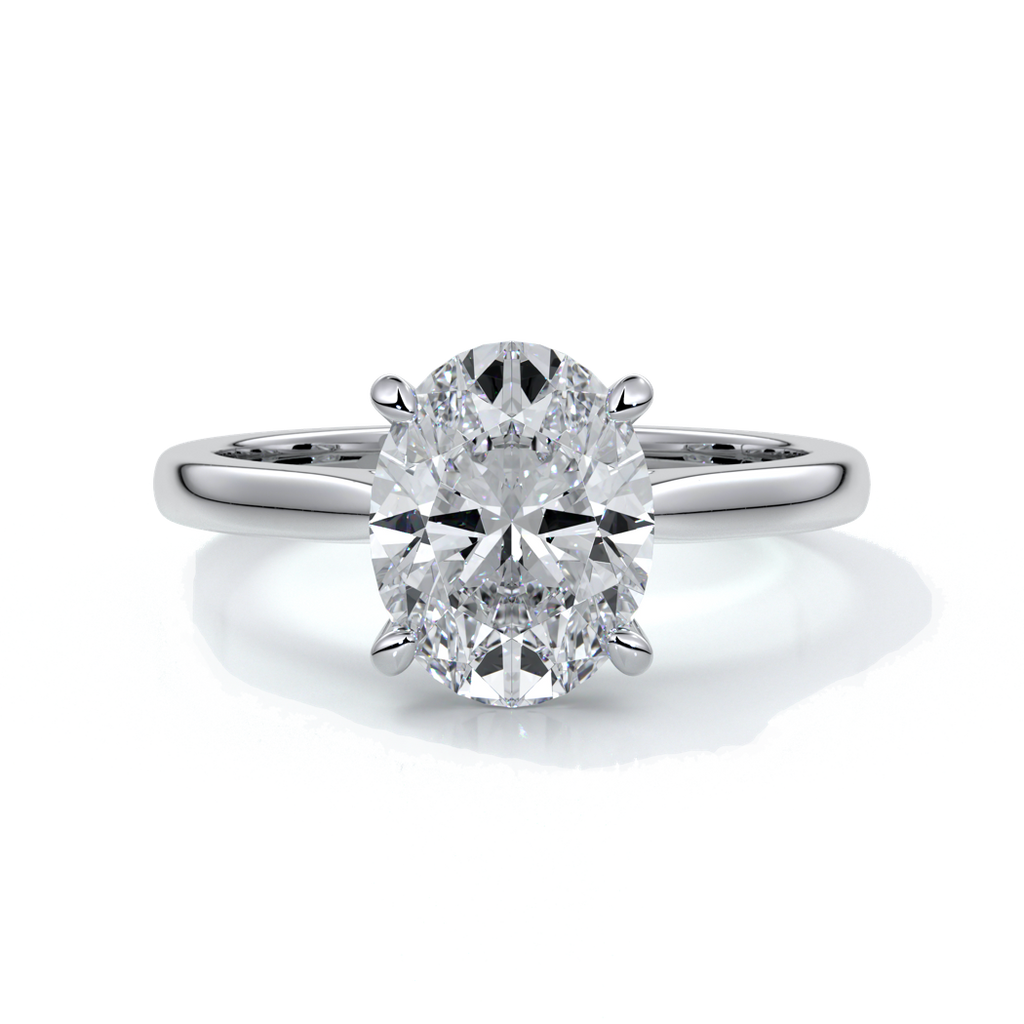 Catherine Engagement ring oval diamond 4 claw cathedral platinum