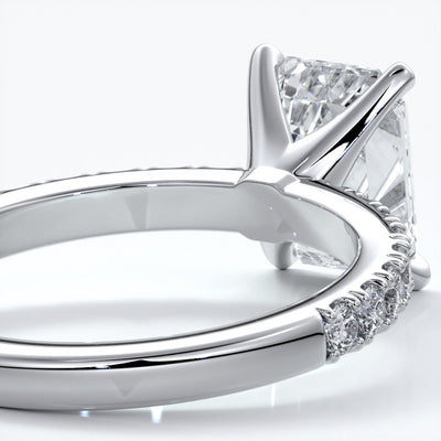 Charlotte Engagement Ring emerald diamond 4 claw diamond band platinum