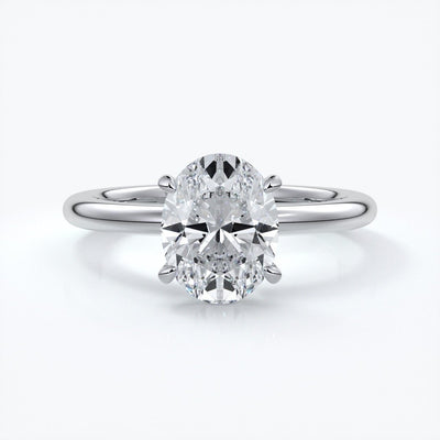 Cleo Engagement ring oval diamond 4 claw 18ct white gold