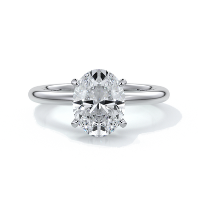 Cleo Engagement ring oval diamond 4 claw 18ct white gold