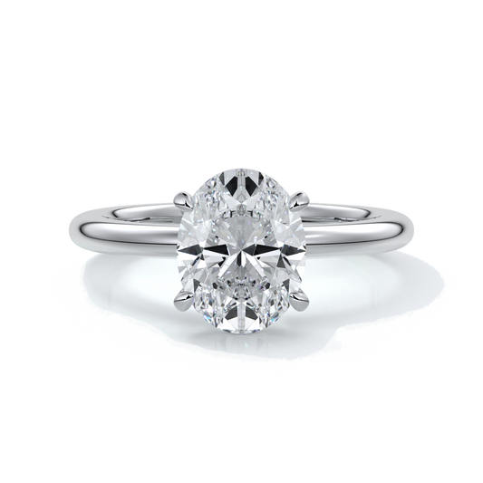 Cleo Engagement ring oval diamond 4 claw 18ct white gold