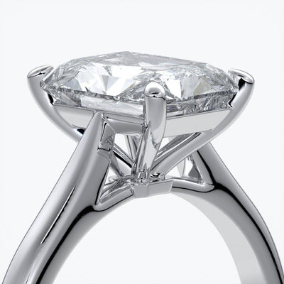 Daisy Engagement ring radiant diamond 4 claw 18ct white gold tapered
