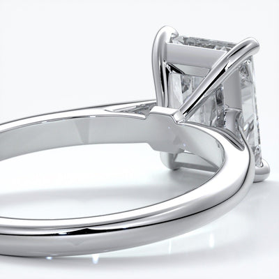 Daisy Engagement ring radiant diamond 4 claw 18ct white gold tapered