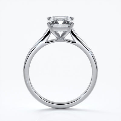 Daisy Engagement ring radiant diamond 4 claw 18ct white gold tapered
