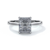 Daisy Engagement ring radiant diamond 4 claw 18ct white gold tapered