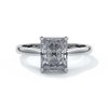 Daisy Engagement ring radiant diamond 4 claw 18ct white gold tapered