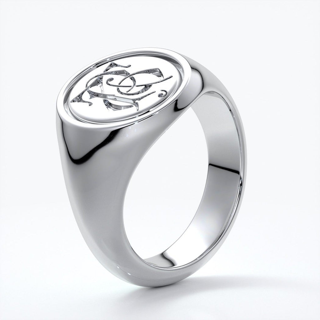 Dean Wedding rings crest ring monogram platinum