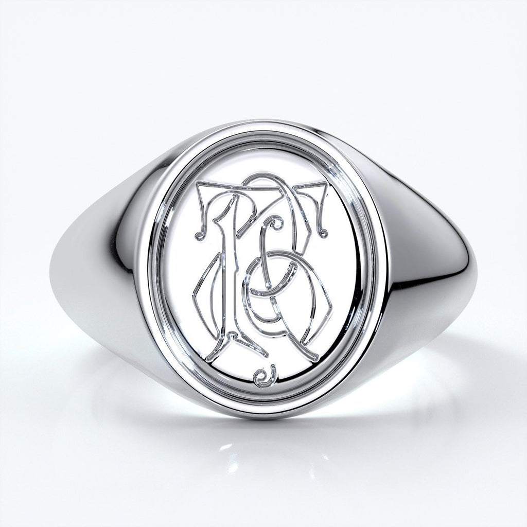 Dean Wedding rings crest ring monogram platinum