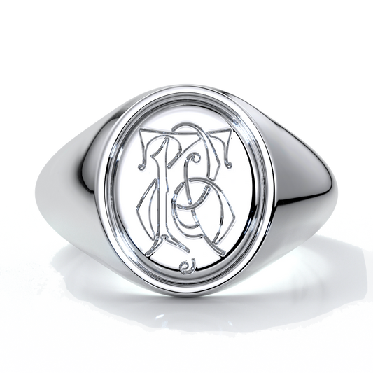 Dean Wedding rings crest ring monogram platinum
