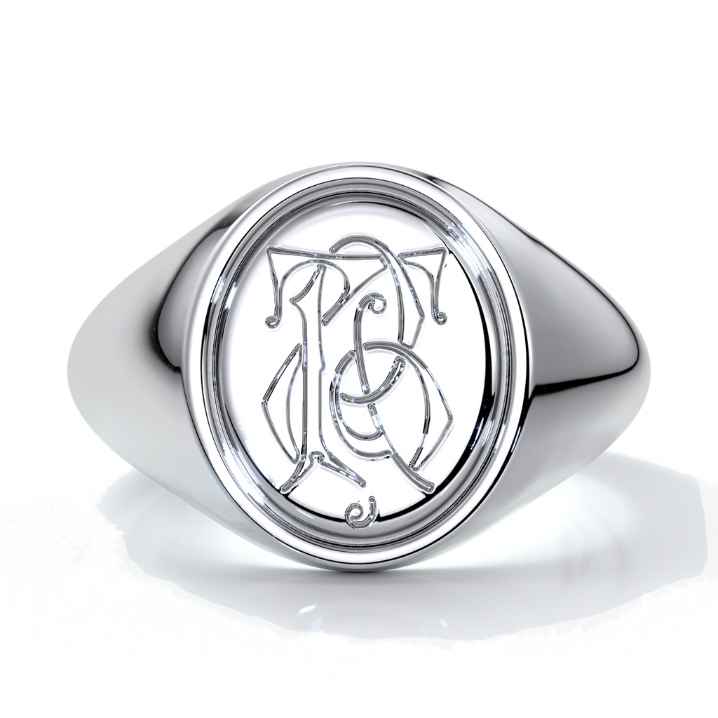 Dean Wedding rings crest ring monogram platinum
