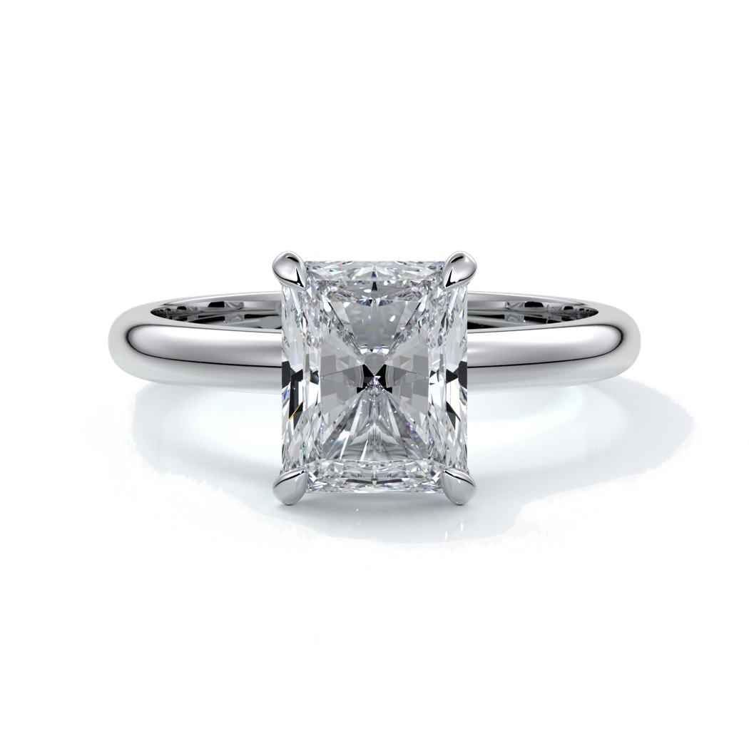 Edith Engagement ring radiant diamond 4 claw 18ct white gold