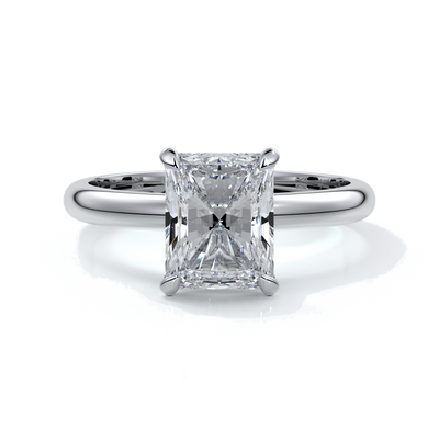 Edith Engagement ring radiant diamond 4 claw 18ct white gold
