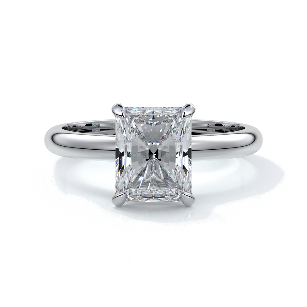 Edith Engagement ring radiant diamond 4 claw 18ct white gold