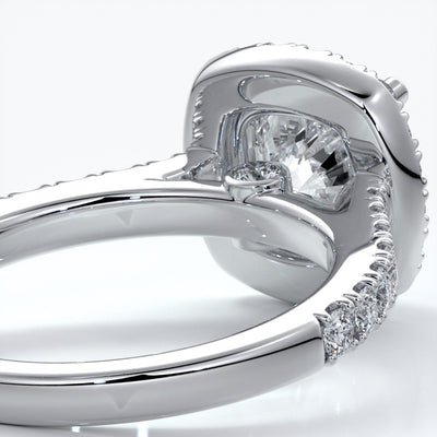 Elizabeth Engagement Ring cushion diamond band halo 18ct white gold