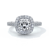 Elizabeth Engagement Ring cushion diamond band halo 18ct white gold