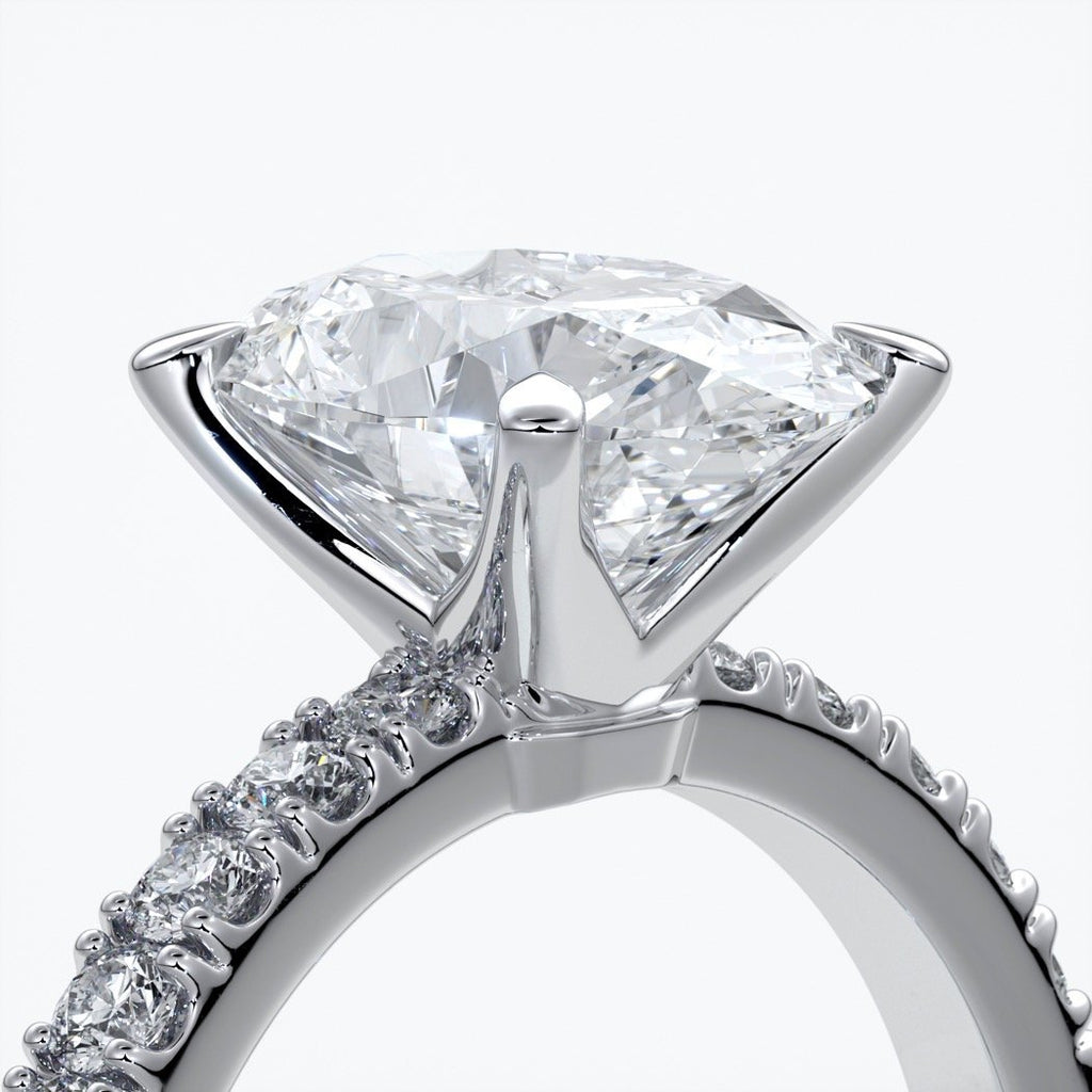 Elsa Engagement Ring oval diamond 4 claw diamond band 18ct white gold