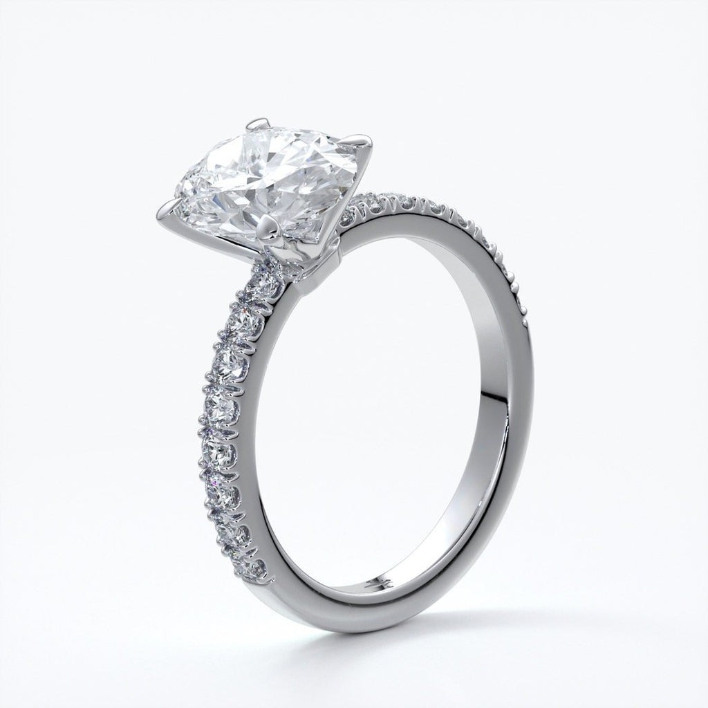 Elsa Engagement Ring oval diamond 4 claw diamond band 18ct white gold