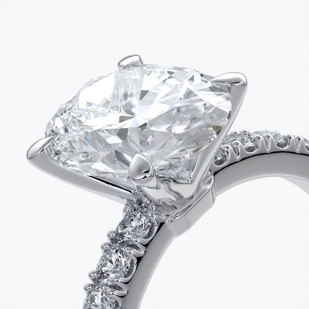 Elsa Engagement Ring oval diamond 4 claw diamond band 18ct white gold