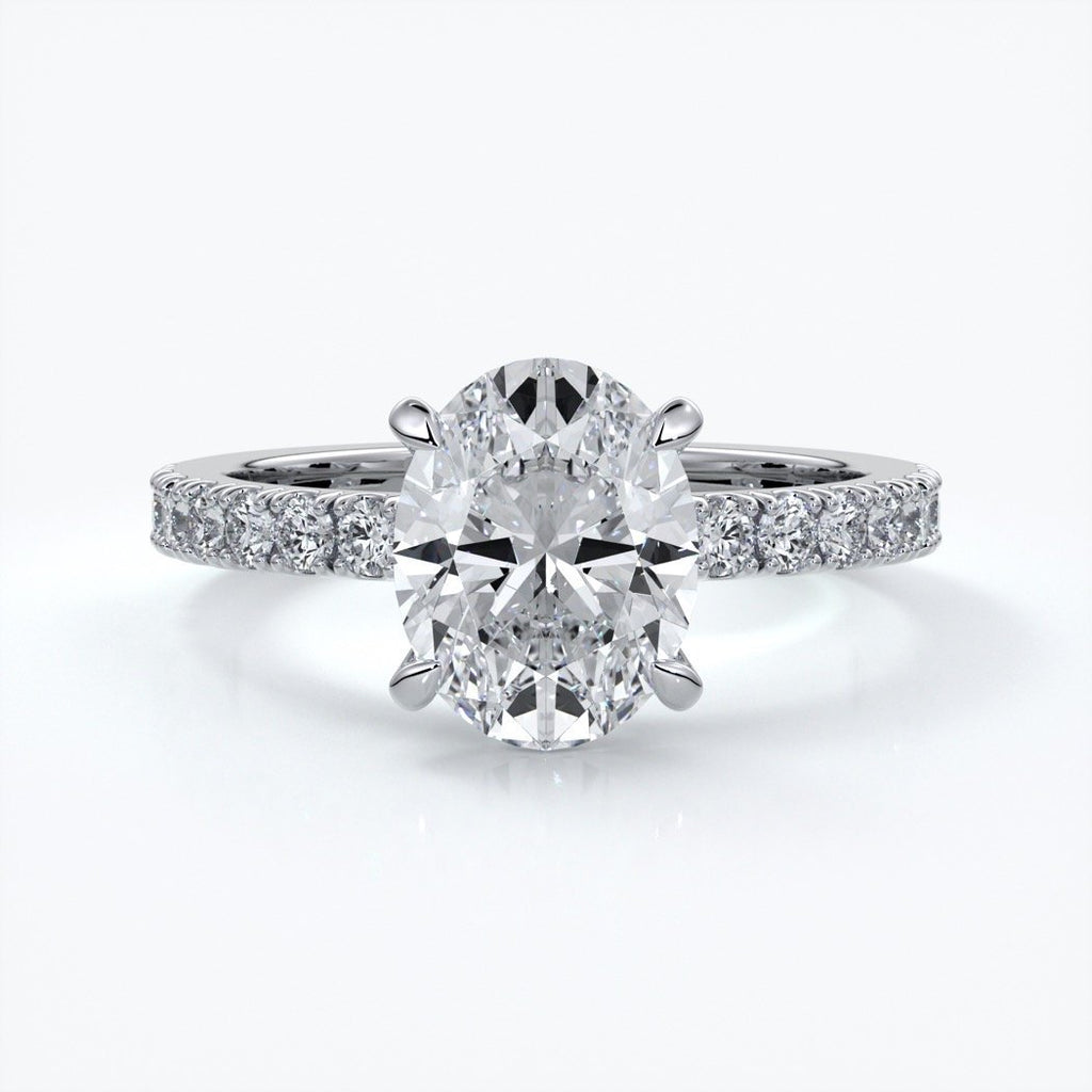 Elsa Engagement Ring oval diamond 4 claw diamond band 18ct white gold