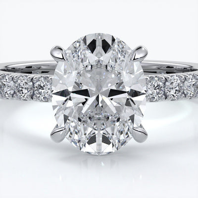 Elsa Engagement Ring oval diamond 4 claw diamond band 18ct white gold