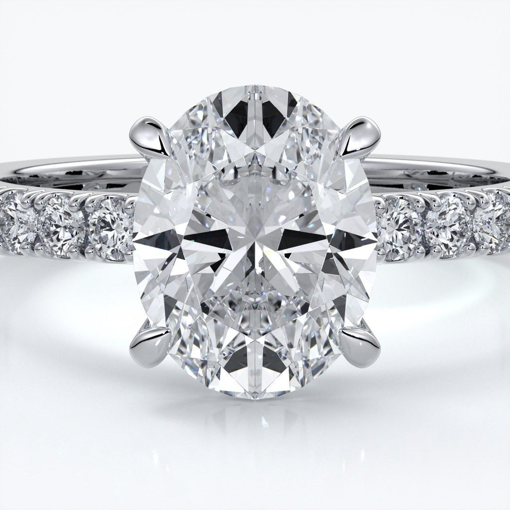 Elsa Engagement Ring oval diamond 4 claw diamond band 18ct white gold