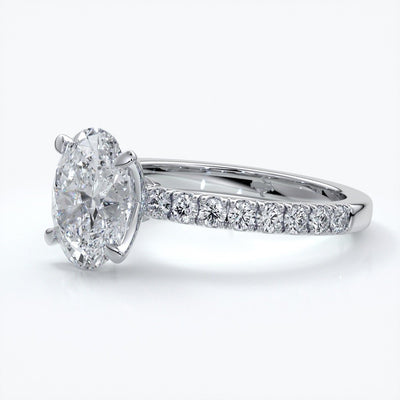 Elsa Engagement Ring oval diamond 4 claw diamond band 18ct white gold