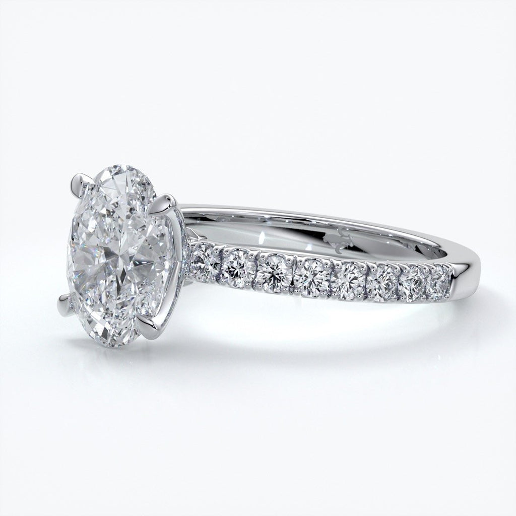 Elsa Engagement Ring oval diamond 4 claw diamond band 18ct white gold
