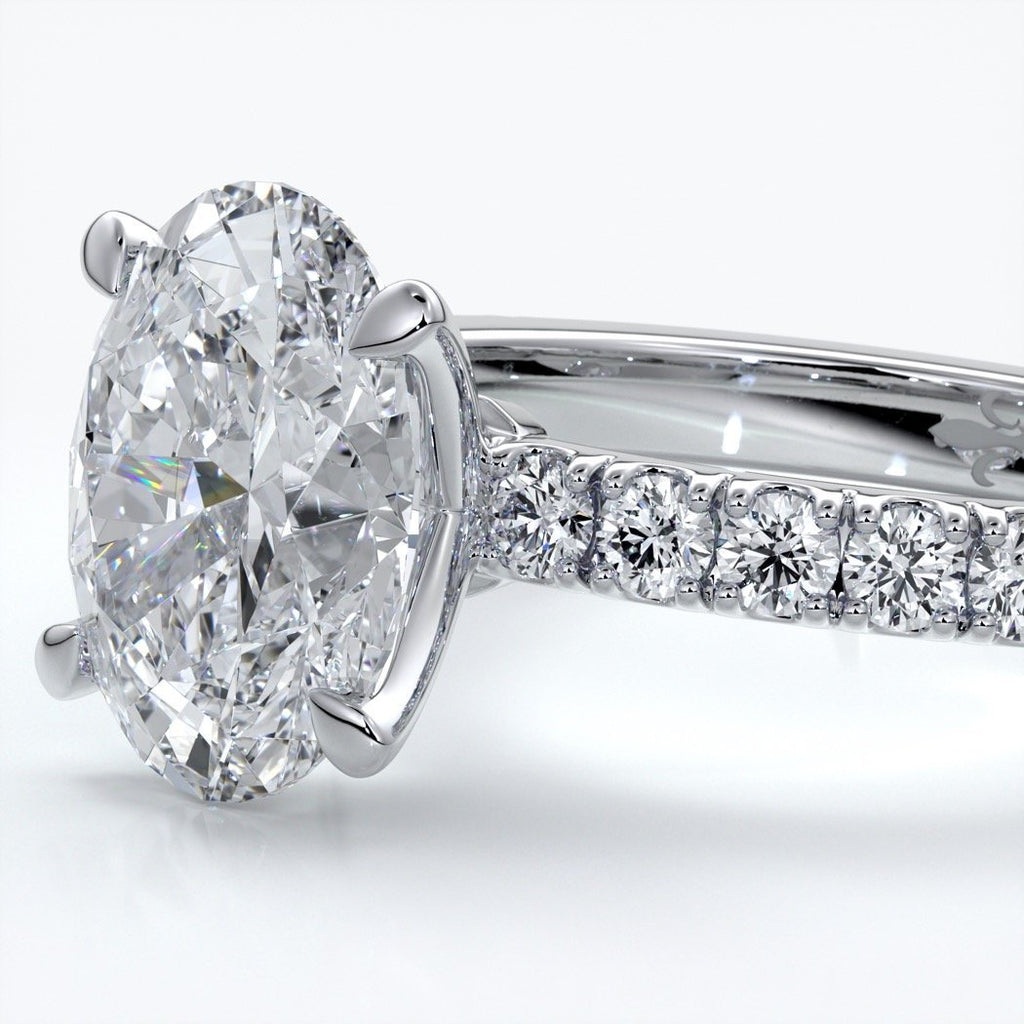 Elsa Engagement Ring oval diamond 4 claw diamond band 18ct white gold