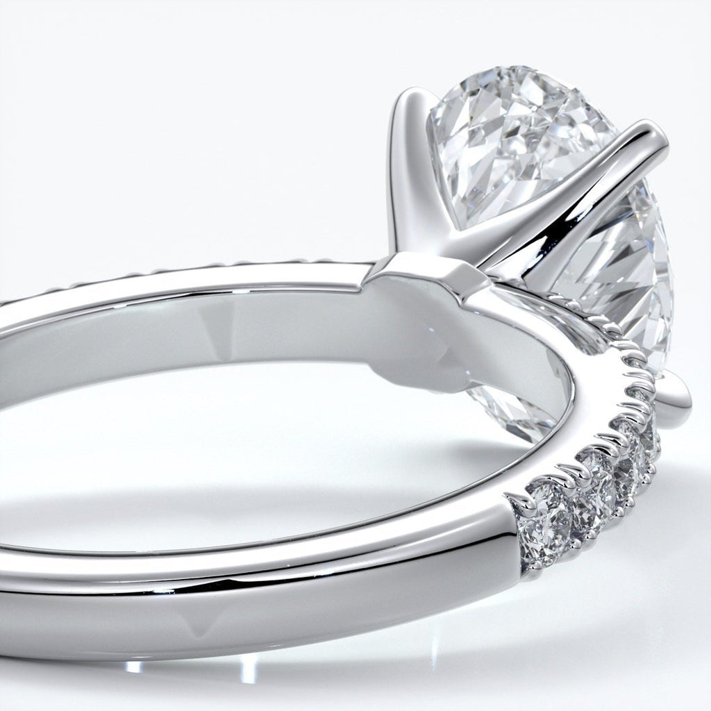 Elsa Engagement Ring oval diamond 4 claw diamond band 18ct white gold