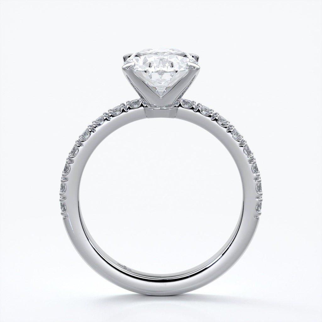 Elsa Engagement Ring oval diamond 4 claw diamond band 18ct white gold