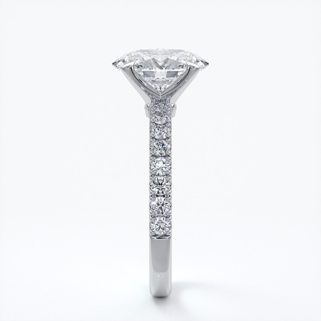Elsa Engagement Ring oval diamond 4 claw diamond band 18ct white gold