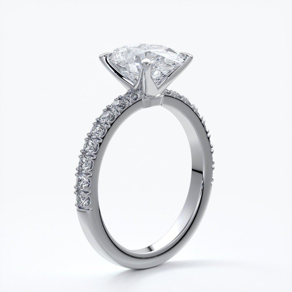 Elsa Engagement Ring oval diamond 4 claw diamond band 18ct white gold