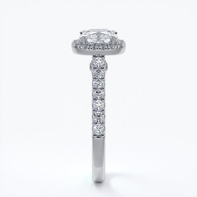 Emily Engagement Ring cushion diamond band halo 18ct white gold