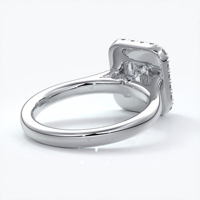 Emma Engagement ring emerald diamond halo cathedral platinum