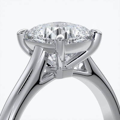 Esther Engagement ring cushion cut diamond 4 claw cathedral 18ct white gold band