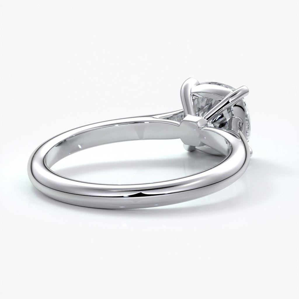 Esther Engagement ring cushion cut diamond 4 claw cathedral 18ct white gold band