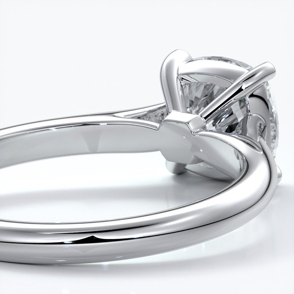 Esther Engagement ring cushion cut diamond 4 claw cathedral 18ct white gold band