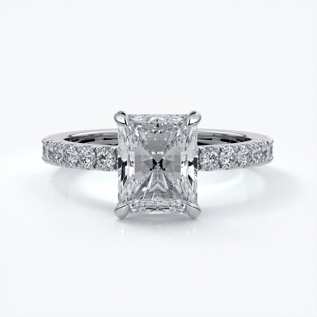 Florence Engagement Ring radiant diamond diamond band 18ct white gold