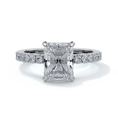 Florence Engagement Ring radiant diamond diamond band 18ct white gold