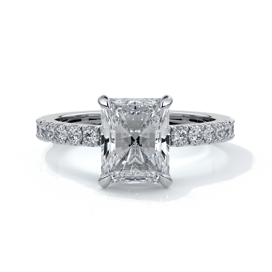 Florence Engagement Ring radiant diamond diamond band 18ct white gold