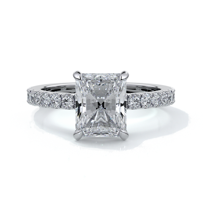 Florence Engagement Ring radiant diamond diamond band 18ct white gold