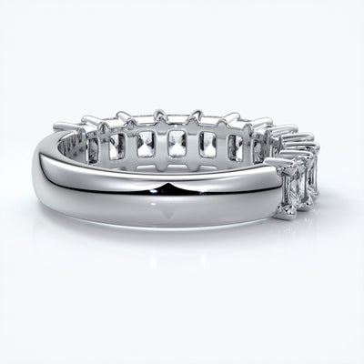 Gemma Wedding ring radiant diamonds scalloped band 18ct white gold