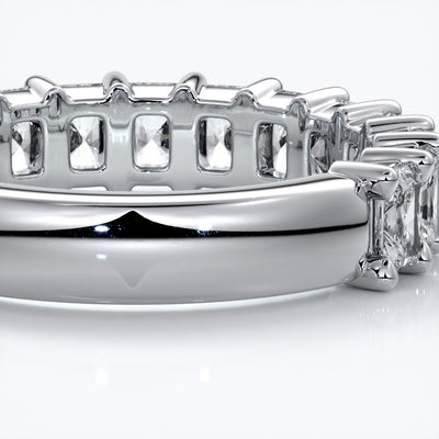 Gemma Wedding ring radiant diamonds scalloped band 18ct white gold